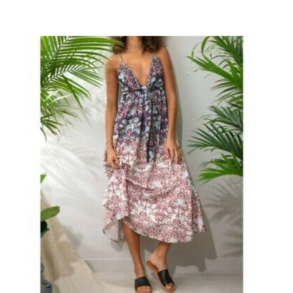 Free People Dresses & Skirts - Free People Sun Bleached Flowy Maxi Dress Chocolate Combo Size Large